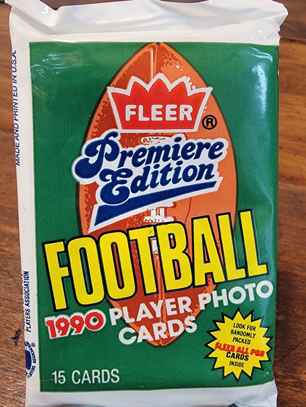 Fleer Premiere Edition 1990 Football Player Photo Cards - Green Pack